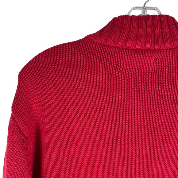 Chaps 1/4 Zip Lodge Snowflakes Pullover Sweater Cabin Red Size L - Picture 7 of 9